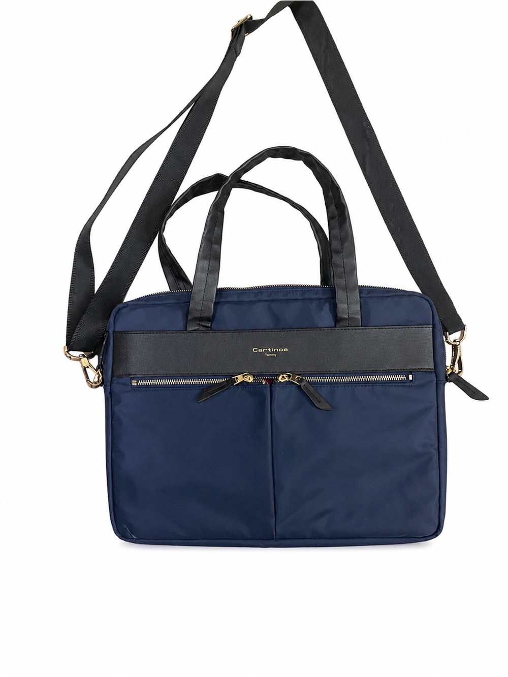 Navy Laptop Briefcase with Shoulder Strap